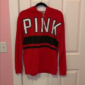 red half zip up hoodie